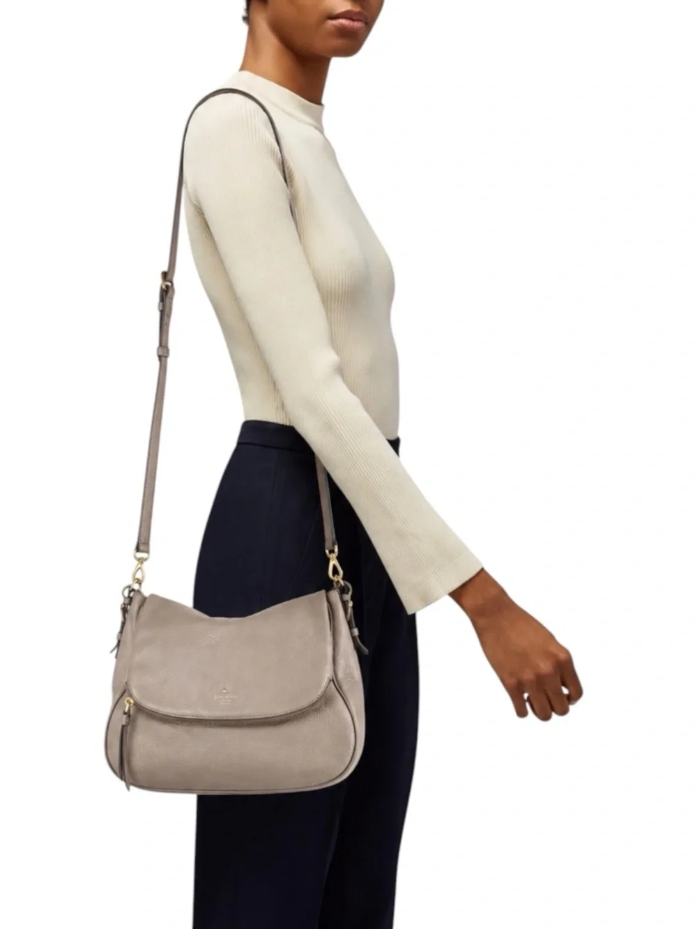 Kate Spade Leather Cobble Hill Devin Crossbody Bag Taupe